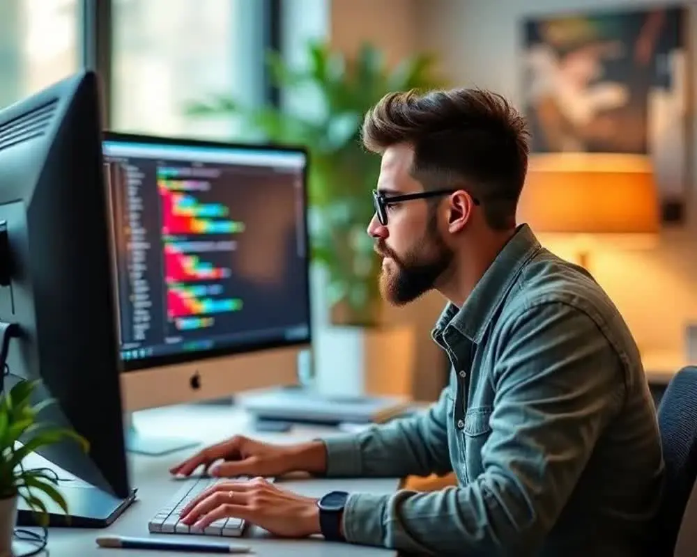 فردی در حال برنامه نویسی